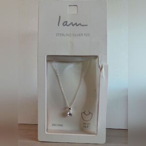 Iam Sterling Silver Necklace with Sparkling Cubic Zirconia Pendant New